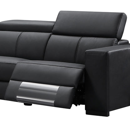 Washington Genuine Leather 6-Seater Corner Sofa | 2 Electric Recliners | Black