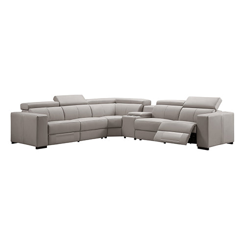 Washington Genuine Leather 6-Seater Corner Sofa | 2 Electric Recliners | Cream