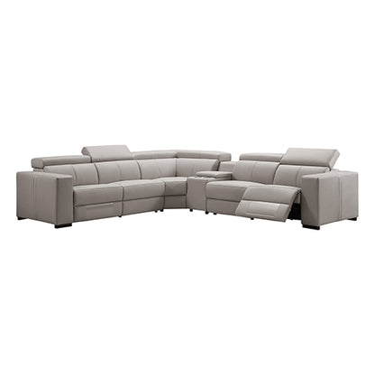 Washington Genuine Leather 6-Seater Corner Sofa | 2 Electric Recliners | Cream