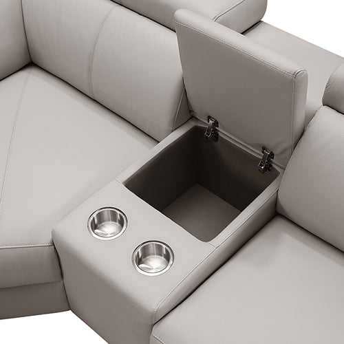 Washington Genuine Leather 6-Seater Corner Sofa | 2 Electric Recliners | Cream