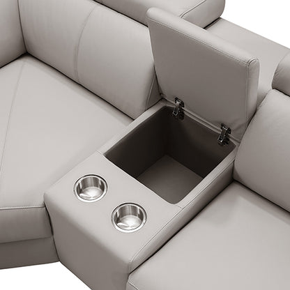 Washington Genuine Leather 6-Seater Corner Sofa | 2 Electric Recliners | Cream
