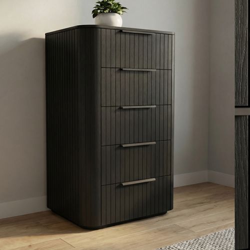 Arlo five drawer tallboy in black, Stacks Warehouse AU