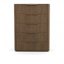 Arlo tallboy, five storage drawers with aluminium handles and ball-bearing runners