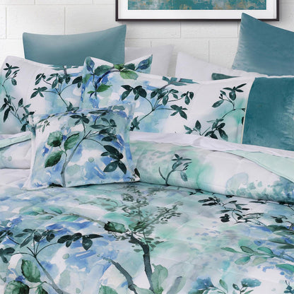 Bianca Woodbury White Botanical Printed Bedspread Set Super King