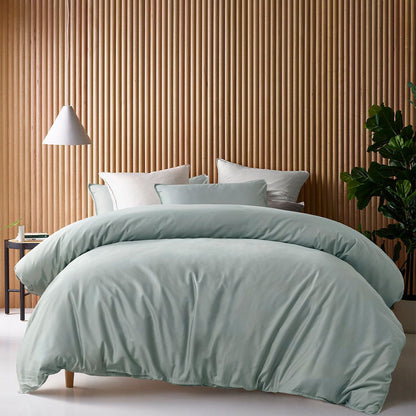 Accessorize 400TC Sage Bamboo Cotton Double Stitch Quilt Cover Set Super King
