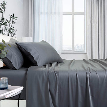 Bamboo Cotton Sheet Set Double 1000TC 60% Bamboo 40% Cotton Charcoal