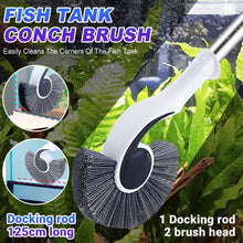 Fish tank conch brush with long handle and curved bristles for aquarium corner cleaning