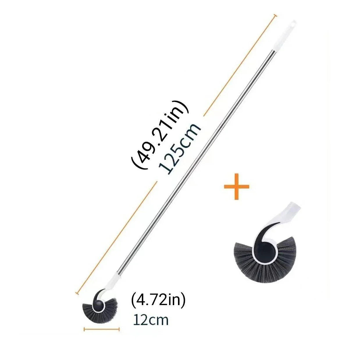 Long handle conch-shaped cleaning brush with replaceable brush head, 125cm length, 12cm brush