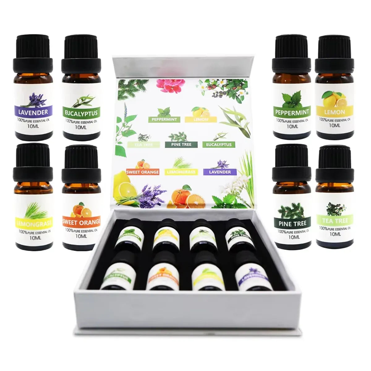 Essential Oil Set 8 Bottles Plant Aromatherapy Oils Natural Fragrance Diffuser