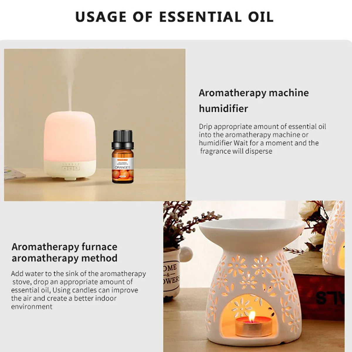 Essential Oil Set 6 Bottles Natural Aromatherapy Oils for Relax and Massage