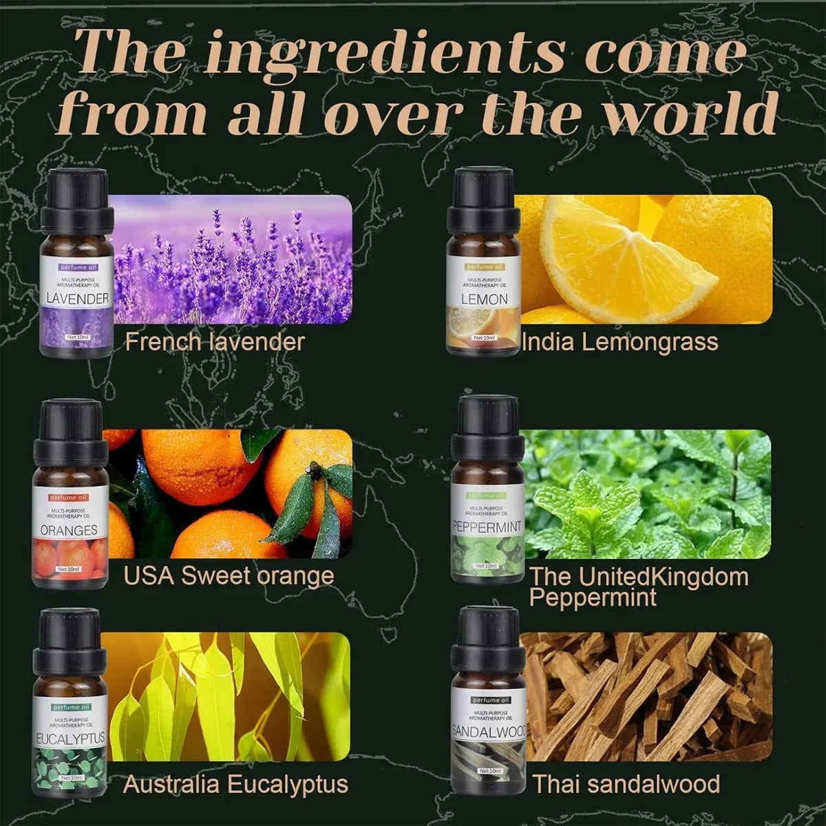 Essential Oil Set 6 Bottles Natural Aromatherapy Oils for Relax and Massage