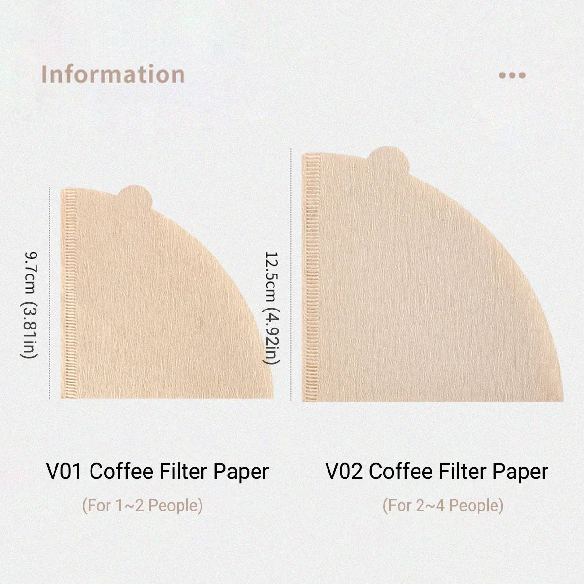 V01 Coffee Filter Paper - 100 Pack Cone Drip Filters