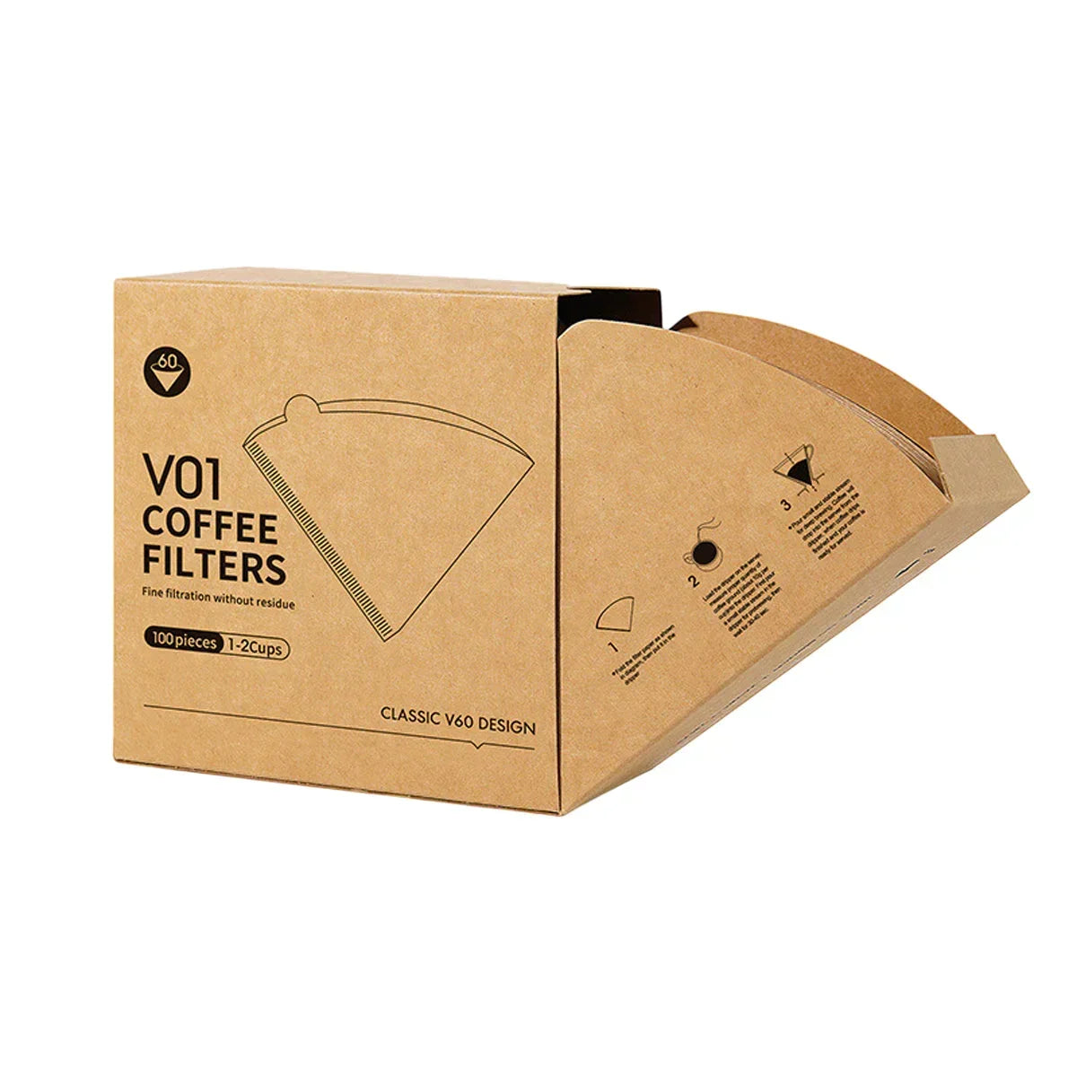 V02 Coffee Filter Paper - 100 Pack Cone Drip Filters