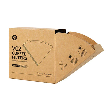 V02 Coffee Filter Paper - 100 Pack Cone Drip Filters