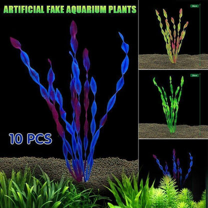 Aquarium Plants 10pcs Artificial Water Grass Plastic Fish Tank Decor
