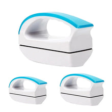Magnetic window cleaning brush with blue handle, shown in three different sizes on white background