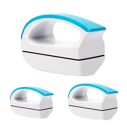 Magnetic window cleaning brush with blue handle, shown in three different sizes on white background