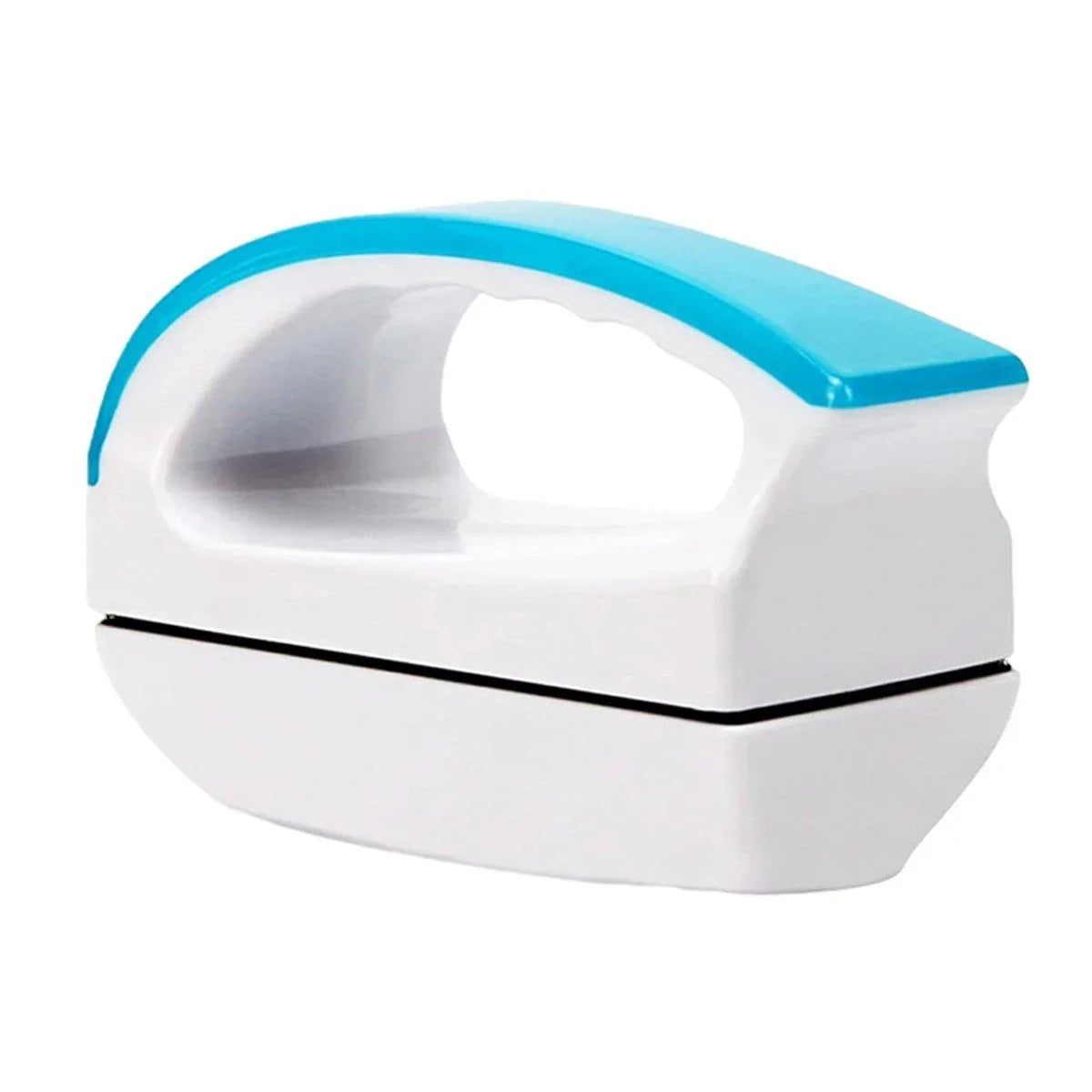 White and blue magnetic cleaning brush with ergonomic handle for household cleaning