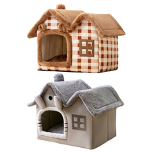 Removable Washable Cat House - Four Seasons Enclosed Pet Bed Brown S