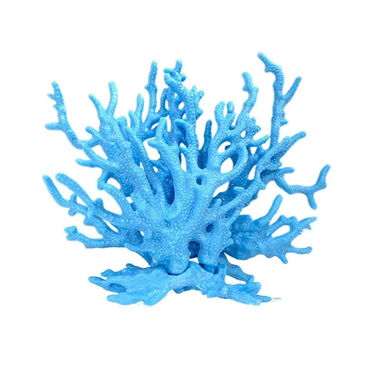 Blue artificial coral ornament with textured branches for aquarium decoration