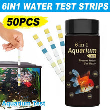 6 in 1 aquarium water test strips pack, 50 pieces, for freshwater fish tanks