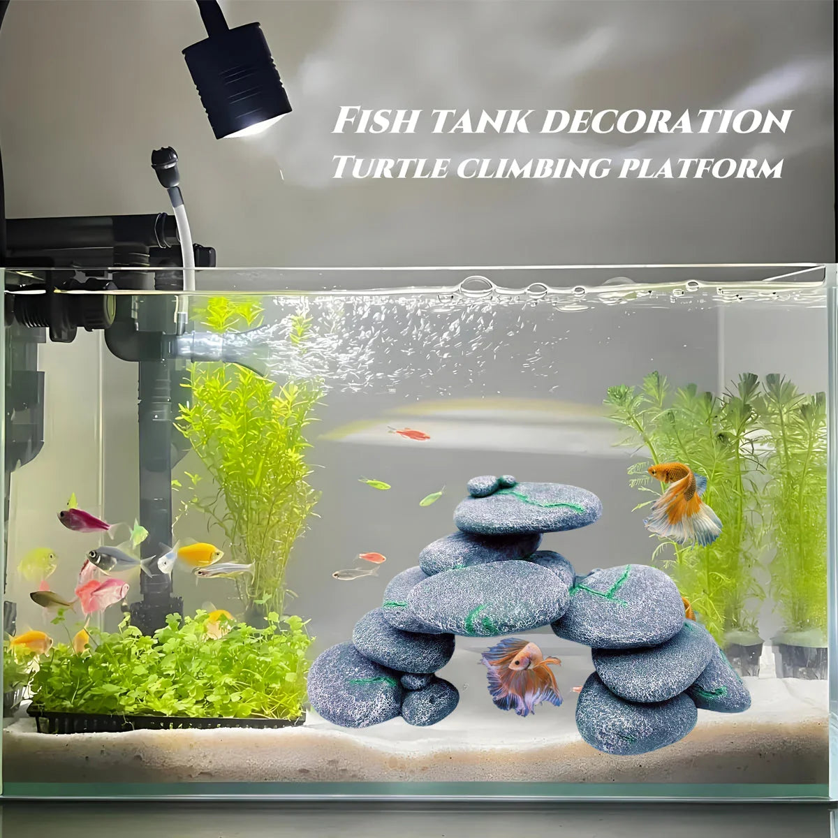 Turtle Platform Climbing Ramp 10x25x17cm Resin Basking Staircase Cave