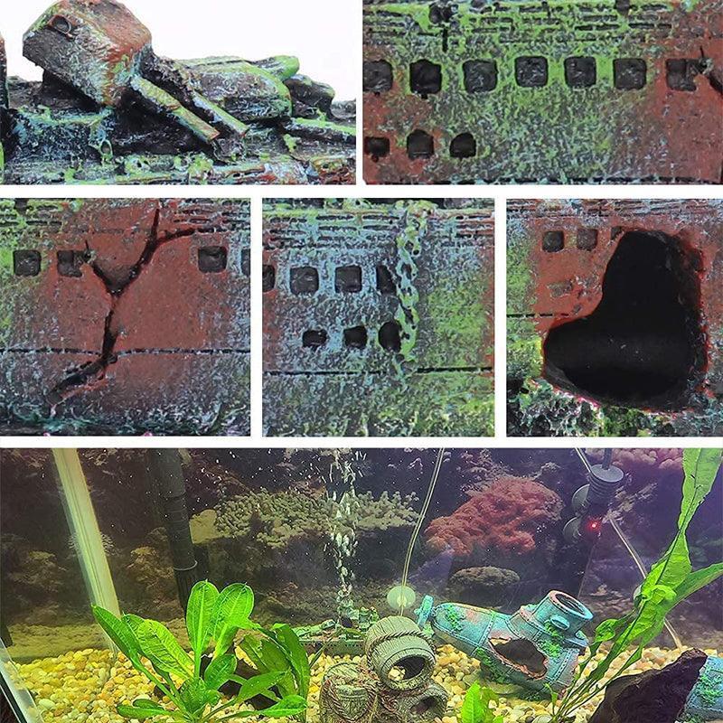 Aquarium Shipwreck Ornament 23cm Resin Sunken Ship Hiding Decor
