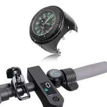 Water-resistant black handlebar clock for e-scooters and bikes with luminous dial