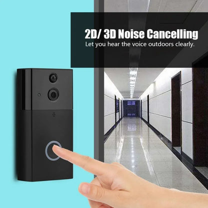 Smart WiFi Video Doorbell Night Vision Motion Detection Black