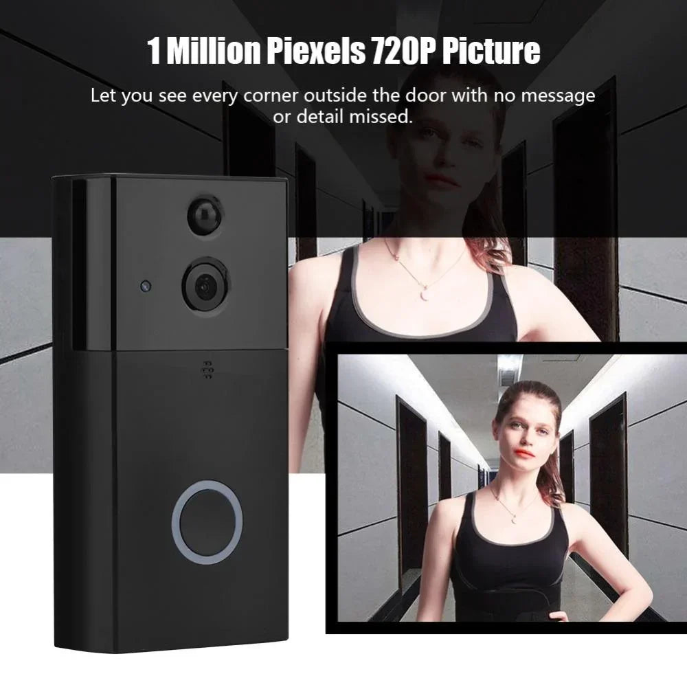 Smart WiFi Video Doorbell Night Vision Motion Detection Silver