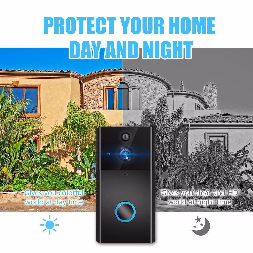 Smart WiFi Video Doorbell Night Vision Motion Detection Silver