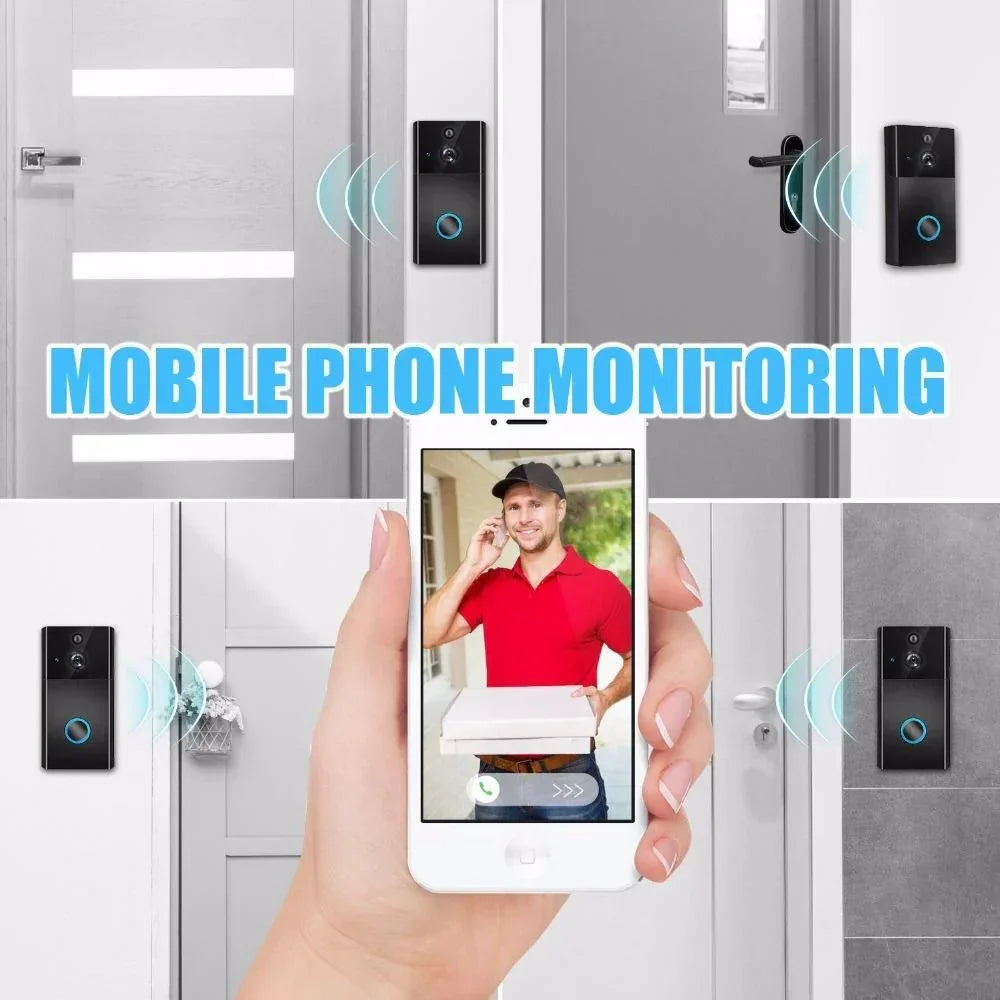 Smart WiFi Video Doorbell Night Vision Motion Detection Silver