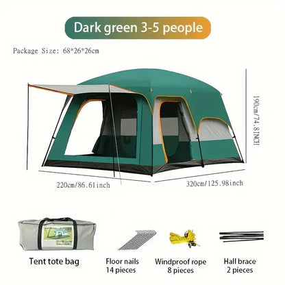 Tasman 3-5 Person Pop Up Camping Tent Hiking Festival Sleeping Green