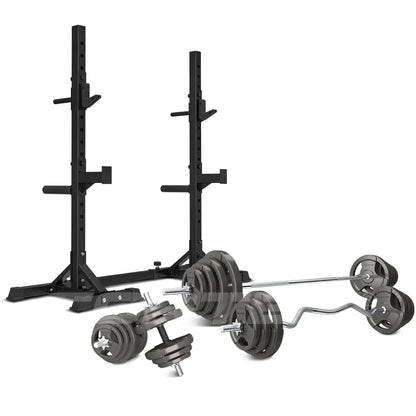 CORTEX SR10 squat rack with 90kg standard tri-grip weight and bar set