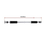 Adjustable chrome pull-up bar with black foam grips, extendable from 62 to 100 cm