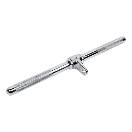Chrome knurled T-bar handle with mounting bracket for fitness equipment or cable machines