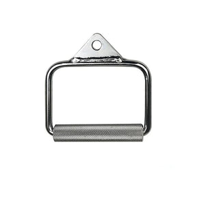 Chrome steel single grip cable machine handle with knurled textured bar and attachment hole