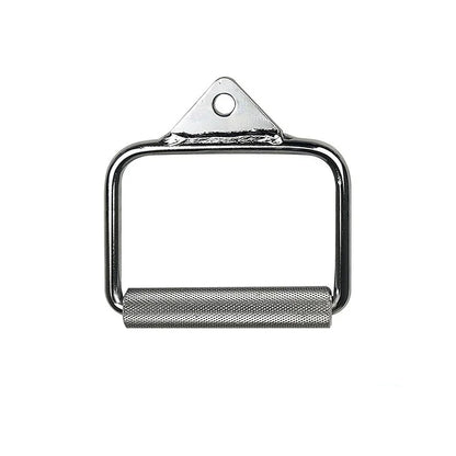 Chrome steel single grip cable machine handle with knurled textured bar and attachment hole