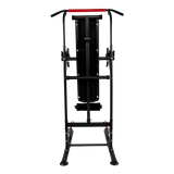 Black and red adjustable power tower pull up dip station for home gym workouts