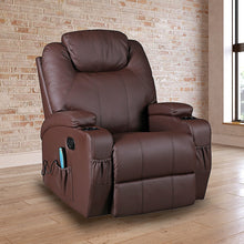Palermo Massage Recliner Chair 8-Point Heated 360 Swivel PU Leather Brown