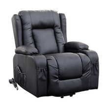 Palermo Electric Lift Recliner Chair 8-Point Heated Massage 165° Recline PU Leather 150kg Black