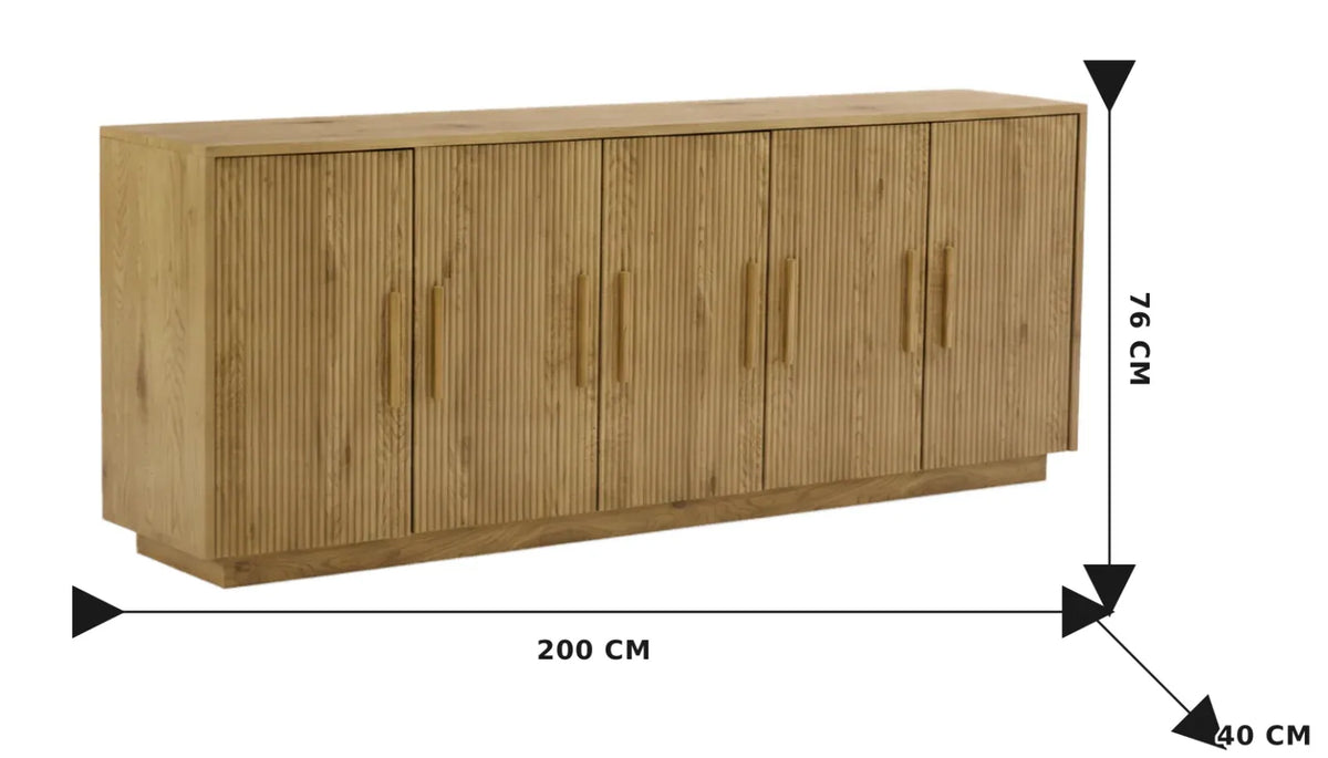 Long low oak Volta Sideboard for a living room