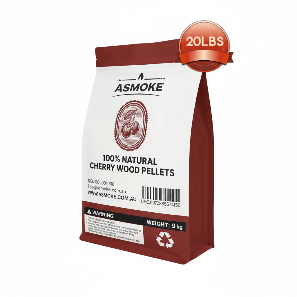 ASMOKE 100% Natural Cherry Wood BBQ Smoker Pellets (9kg / 20lbs)