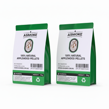 ASMOKE 100% Pure Apple Wood Pellets 2 x 20lb Bags 6mm Low Ash BBQ Smoker Pellets