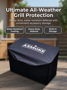 ASMOKE AS350 Grill Cover All-Weather Water-Resistant Heavy-Duty with Storage Pocket