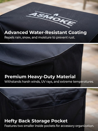ASMOKE AS350 Grill Cover All-Weather Water-Resistant Heavy-Duty with Storage Pocket