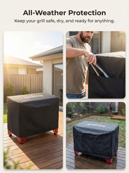 ASMOKE AS350 Grill Cover All-Weather Water-Resistant Heavy-Duty with Storage Pocket