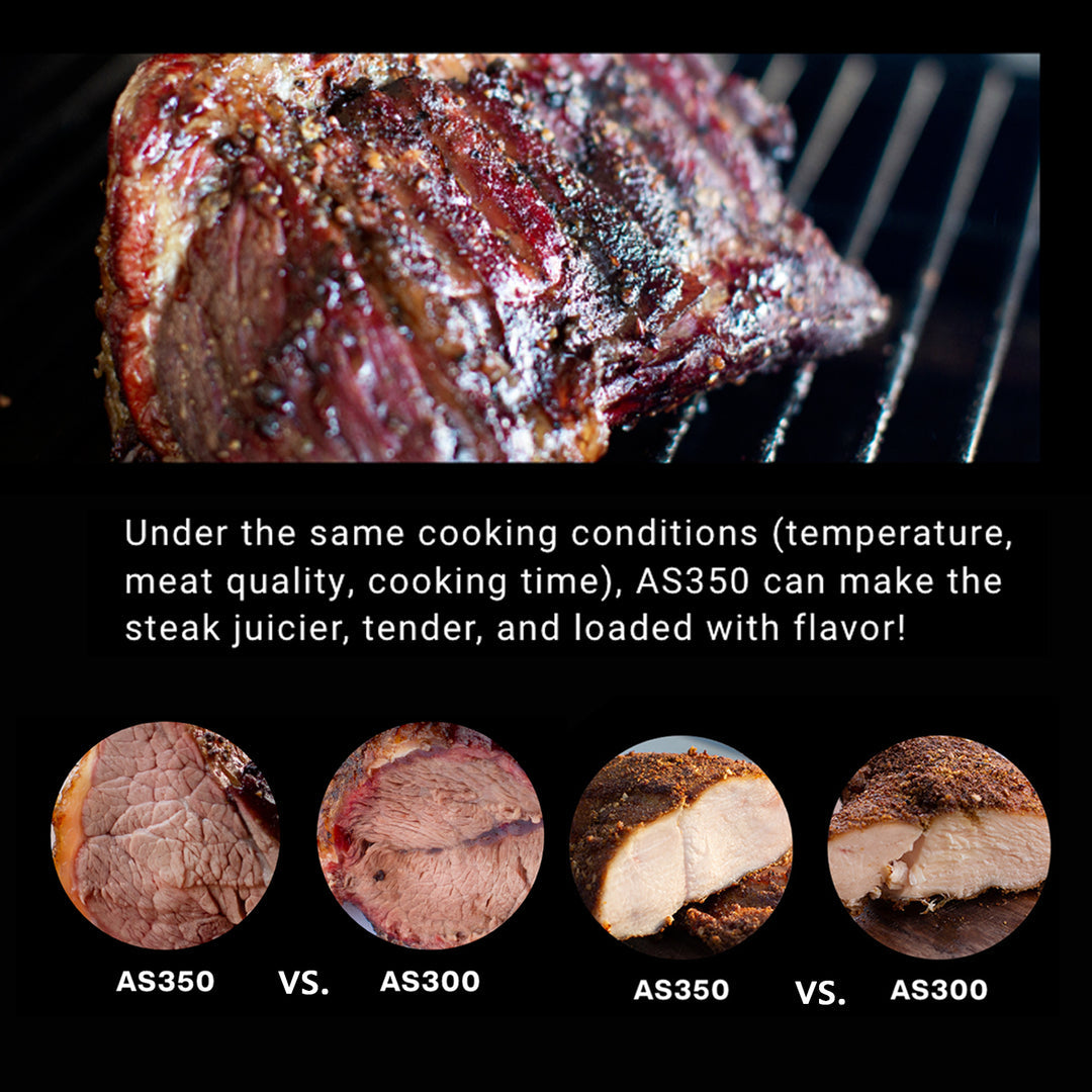 ASMOKE AS350 Portable Wood Pellet Grill Smoker 8-in-1 ASCA Auto-Ash Liquid Flavour 5Yr Warranty