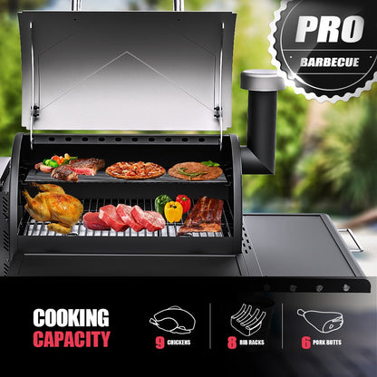 ASMOKE AS660N-2 Wood Pellet Grill Smoker 700sq" 25.8lb Hopper 8-in-1 Cast Iron Grids 5Yr Warranty Silver