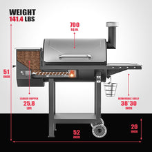 ASMOKE AS660N-2 Wood Pellet Grill Smoker 700sq" 25.8lb Hopper 8-in-1 Cast Iron Grids 5Yr Warranty Silver
